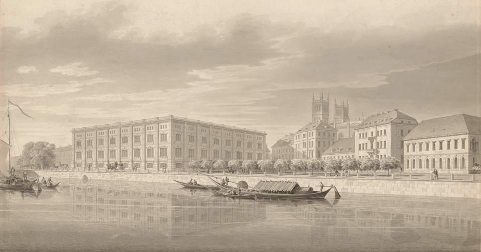Karl Friedrich Schinkel: Bauakademie © Kupferstichkabinett der Staatlichen Museen zu Berlin – Preußischer Kulturbesitz Karl Friedrich Schinkel: Bauakademie. Perspektivische Ansicht von der Schloßbrücke (1831)