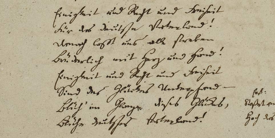 Niederschrift des "Lied der Deutschen" von Hoffmann von Fallersleben Niederschrift des "Lied der Deutschen" von Hoffmann von Fallersleben