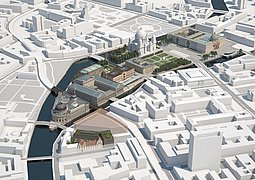 Simulation der zukünftigen Museumsinsel Berlin mit Humboldt Forum