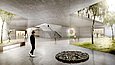Computergenerierte Visualisierung des Innenraums des Entwurfs von Staab Architekten