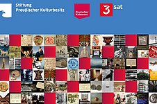 Veranstaltungsgrafik mit den Logos der Stiftung Preußischer Kulturbesitz, des Deutschen Kulturrates und 3sat sowie einer Collage aus Objekten, Kunstwerken und Kulturgütern aus Sammlungen.