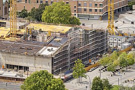 Der zukünftige Haupteingang von berlin modern, Blick von Nordosten 