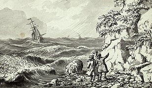 Tuschpinselzeichnung „Auf Hiddensee“ (1764) von Jakob Philipp Hackert