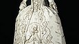 Three-part white dress with silver lace