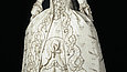 Three-part white dress with silver lace