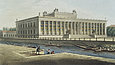 Hand-colored etching of the Altes Museum on the Museum Island Berlin