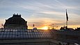 Blick auf den Sonnenuntergang vom Dach des Bode-Museums.