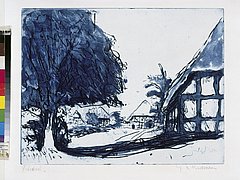 Ernst Ludwig Kirchner: „Fehmarnhäuser mit großem Baum“ (1908)