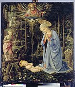 „Maria, das Kind verehrend" (Die Anbetung im Walde, um 1459) von Fra Filippo Lippi