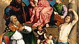 Paris Bordone, Thronende Maria mit dem Kind und den Hll. Fabianus, Rochus, Sebastian und Katharina von Alexandrien, 16. Jh., Gemälde / Öl auf Pappelholz Paris Bordone, Thronende Maria mit dem Kind und den Hll. Fabianus, Rochus, Sebastian und Katharina von Alexandrien, 16. Jh., Gemälde / Öl auf Pappelholz