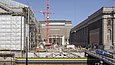 Blick auf die Baustelle des Pergamonmuseums vom anderen Ufer aus