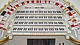 Keyboard of a white organ for the cinema
