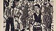 Holzschnitt „Bauern, plaudernd“ von Ernst Ludwig Kirchner