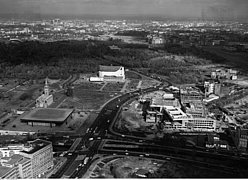Luftaufnahme der Staatsbibliothek am Kulturforum im März 1973 Luftaufnahme der Staatsbibliothek am Kulturforum im März 1973