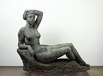 Bronzeskulptur einer Frau von Fritz Huf