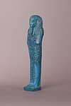 Fayence Uschebti/Totenfigurine Blaugrüne mumienförmige Uschebti-Figurine aus Fayence.