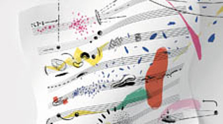 Zeichnung verschiedener abstrakter Muster auf einem Notenblatt