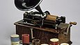 Historical recording equipment with several wax cylinders