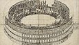 Drawing of the Colosseum of Rome in black pencil