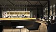 Computergenerierte Visualisierung eines Museumscafés