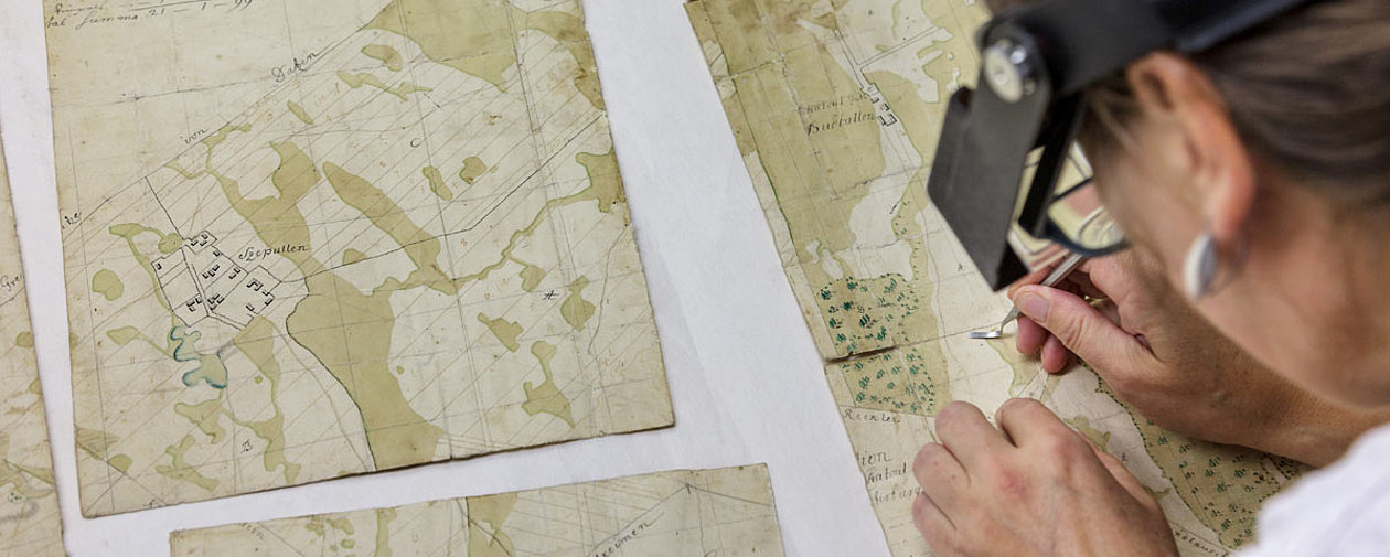 Restoration of a map from the Gudwallen office of East Prussia from the eighteenth century