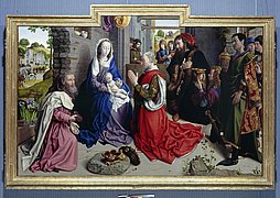 Anbetung der Könige, Teil des Monforte-Altars (um 1470) von  Hugo van der Goes
