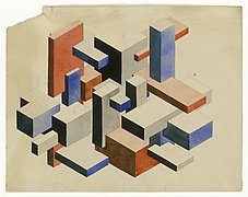 Komposition von farbigen Elementen (Kompositionsstudien, geometrisch), Zeichnung