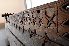 Detail of an outrigger canoe from the Sepik estuary, New Guinea
