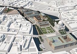 Simulation der zukünftigen Museumsinsel Berlin mit Humboldt-Forum