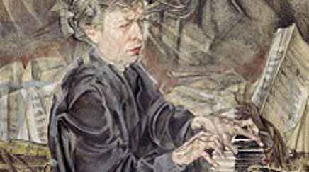 Gemälde mit Person am Klavier