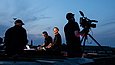 Die DJs D-Nox&Beckers werden auf dem Dach des Bode-Museums gefilmt.
