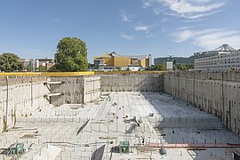 Baugrube des Museumsneubaus berlin modern in Richtung Philharmonie (August 2023)