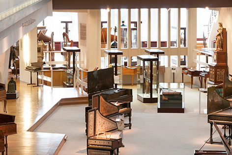 View of a museum with musical instruments