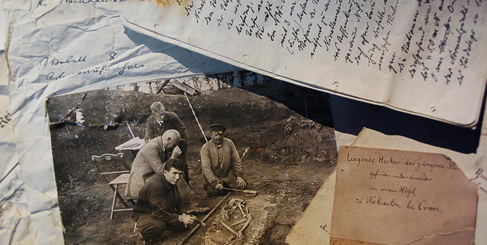 Accumulation of historical documents such as writings and photographs.