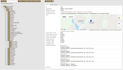 Screenshot data base Screenshot of a data base