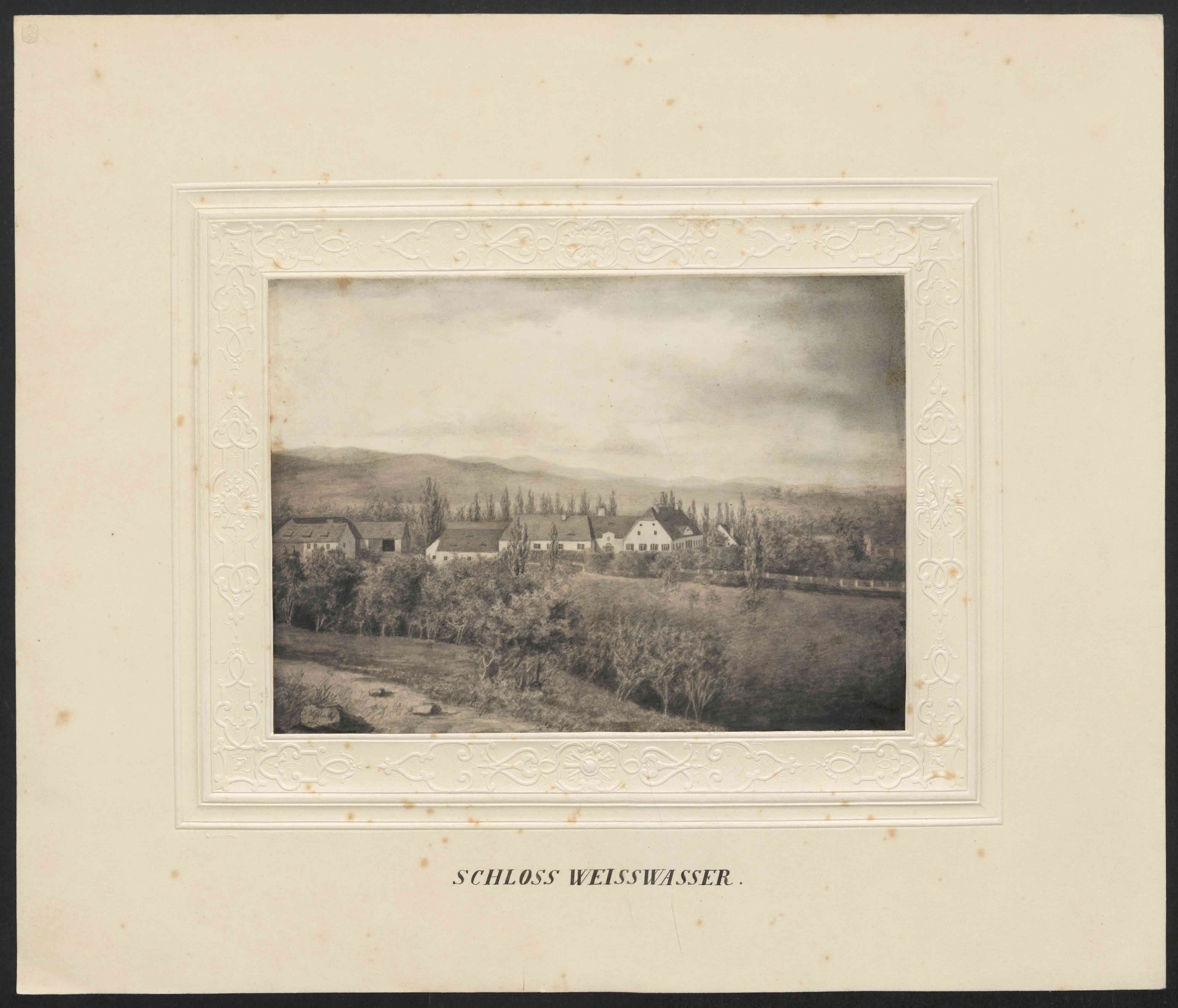 J. Weissbach: Jagdschloss Weißwasser (damals Österreich-Schlesien, seit 1854 im Besitz der Marianne von Preußen). Undatiert, BPH, Rep. 60 I, Nr. 119/3 Fotografie eines Schlosses