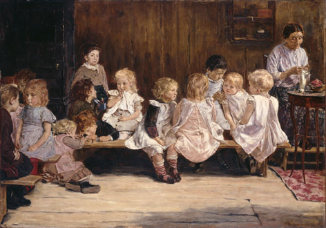 Max Liebermann, Kleinkinderschule in Amsterdam, 1880, Öl auf Holz Max Liebermann, Kleinkinderschule in Amsterdam, 1880, Öl auf Holz
