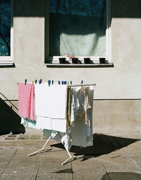 Laundry rack at the asylum-seekers' hostel in Spandau