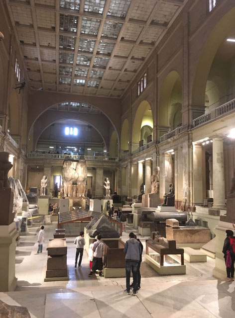 View of the atrium of the Egyptian Museum in Cairo