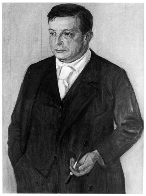 Leopold von Kalckreuth: Paul Cassirer mit Zigarre Schwarz-Weiß Gemälde eines Mannes