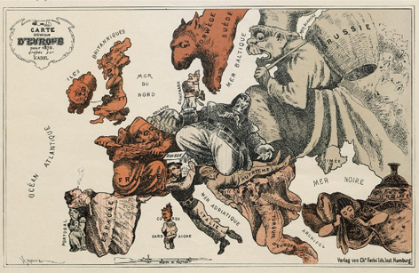 Karte von Europa im Jahre 1870 nach einem französischen Holzschnitt, 1914 © Staatsbibliothek zu Berlin Karte von Europa im Jahre 1870 nach einem französischen Holzschnitt, 1914