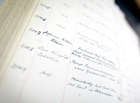 Im Inventarbuch zur „Sammlung der Zeichnungen“ zu finden: „Bildnis des Künstlers und seines Freundes Erhard“ von Johann Adam Klein Im Inventarbuch zur „Sammlung der Zeichnungen“ zu finden: „Bildnis des Künstlers und seines Freundes Erhard“ von Johann Adam Klein