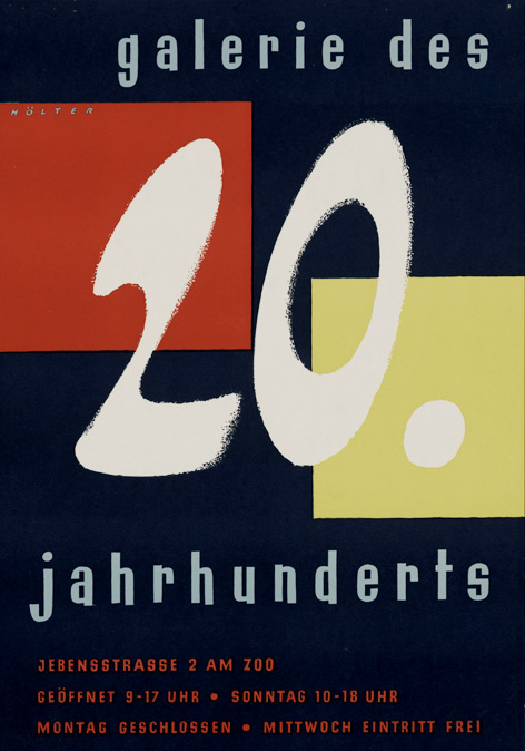 Plakat für die Galerie des 20. Jahrhunderts, entworfen von Willem Hölter, um 1955 