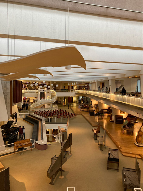 View into a museum with musical instruments