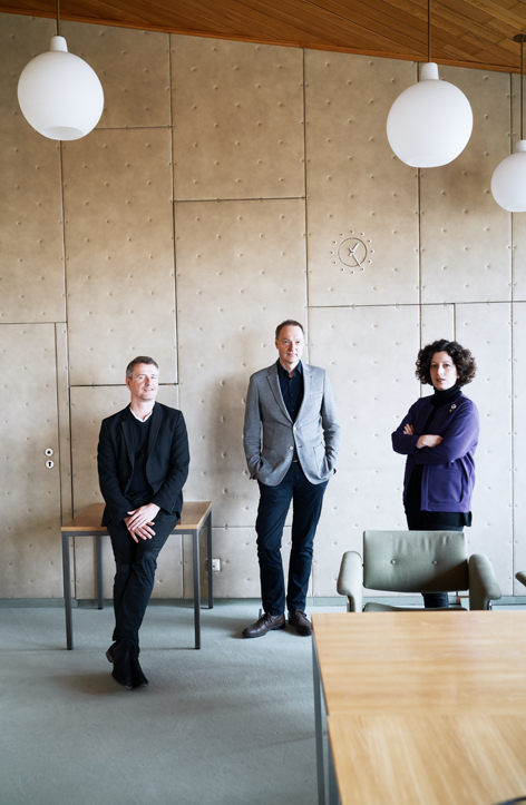 Jochen Haug, Joachim Jäger und Maria Lopez-Fanjul sprechen über Vermittlung Jochen Haug, Joachim Jäger und Maria Lopez-Fanjul in der Staatsbibliothek