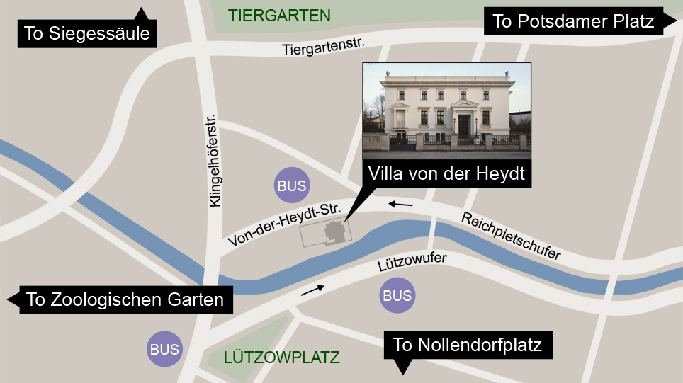 Map of Berlin with a photograph of the Villa von der Heydt