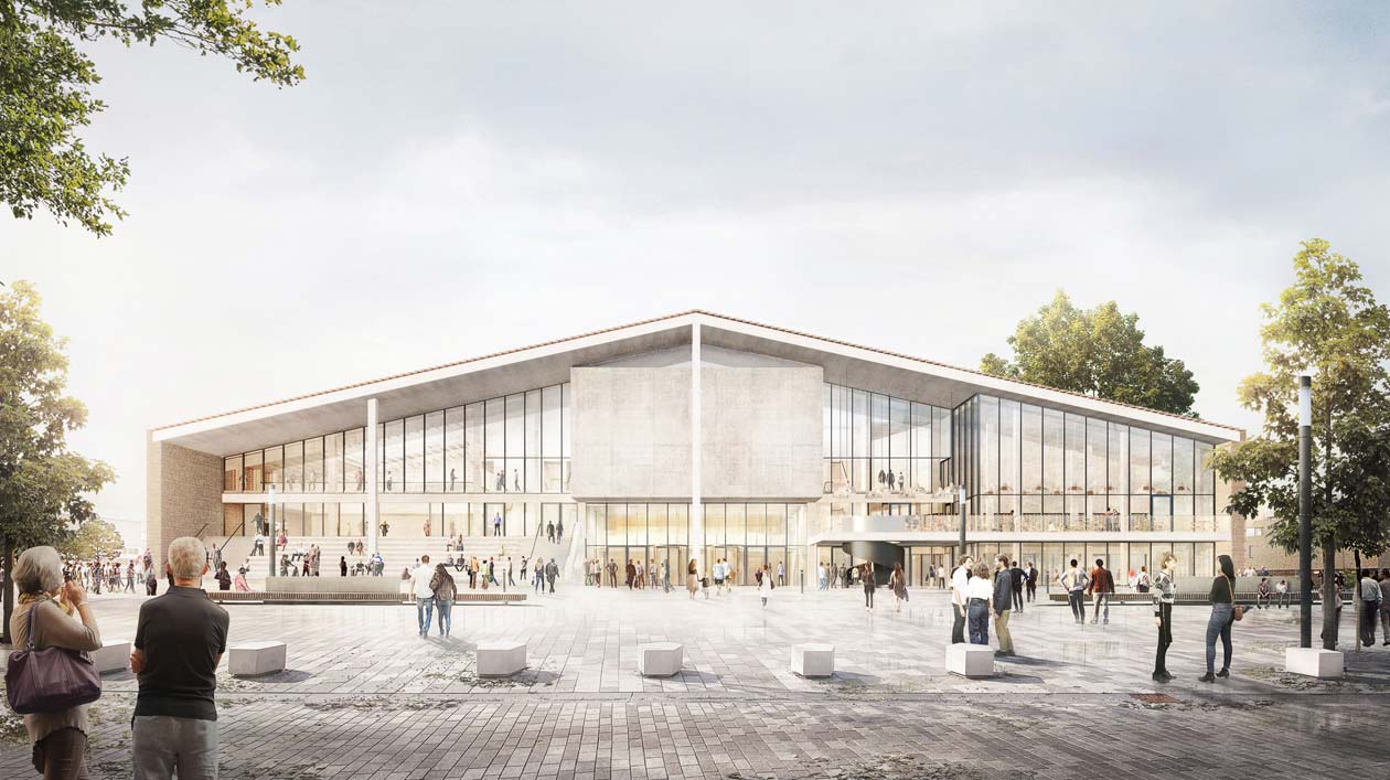 Museum des 20. Jahrhunderts am Kulturforum, Nordeingang am Scharounplatz (öffnet Vergrößerung des Bildes)
