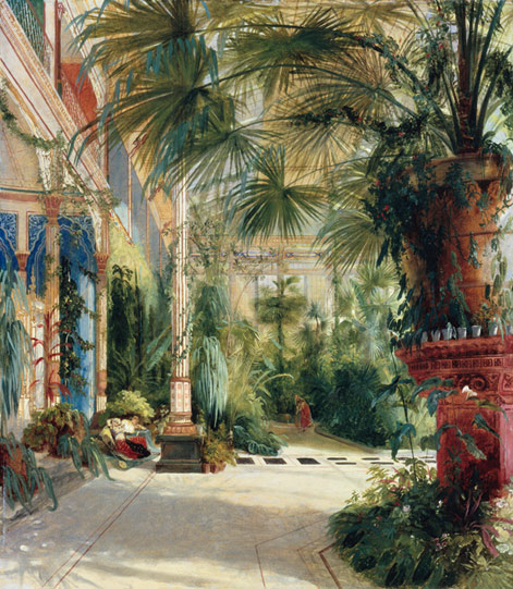 Carl Blechen, Das Innere des Palmenhauses, 1832, Gemälde / Öl auf Papier, auf Leinwand aufgezogen Carl Blechen, Das Innere des Palmenhauses, 1832, Gemälde / Öl auf Papier, auf Leinwand aufgezogen