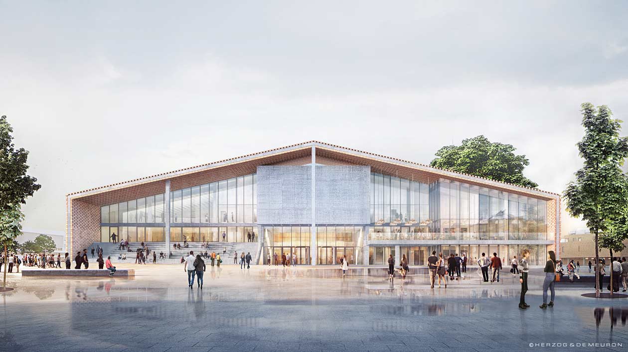 Haupteingang, Ansicht vom Scharounplatz (Nordfassade) Entwurf des Haupteingangs an der Nordfassade des Museums des 20. Jahrhunderts
