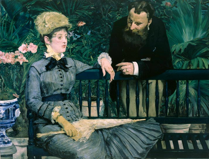 Gemälde „Im Wintergarten“ von Edouard Manet (öffnet Vergrößerung des Bildes)